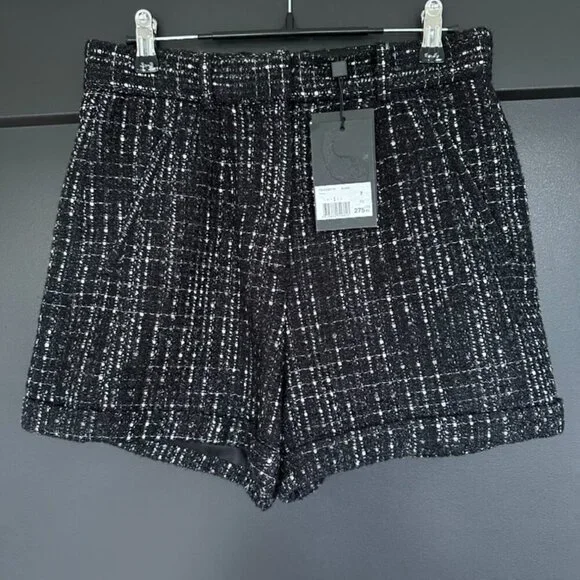 NWT | The Kooples | Black High Waist Shorts with Silver Metallic Thread - Picture 7 of 12